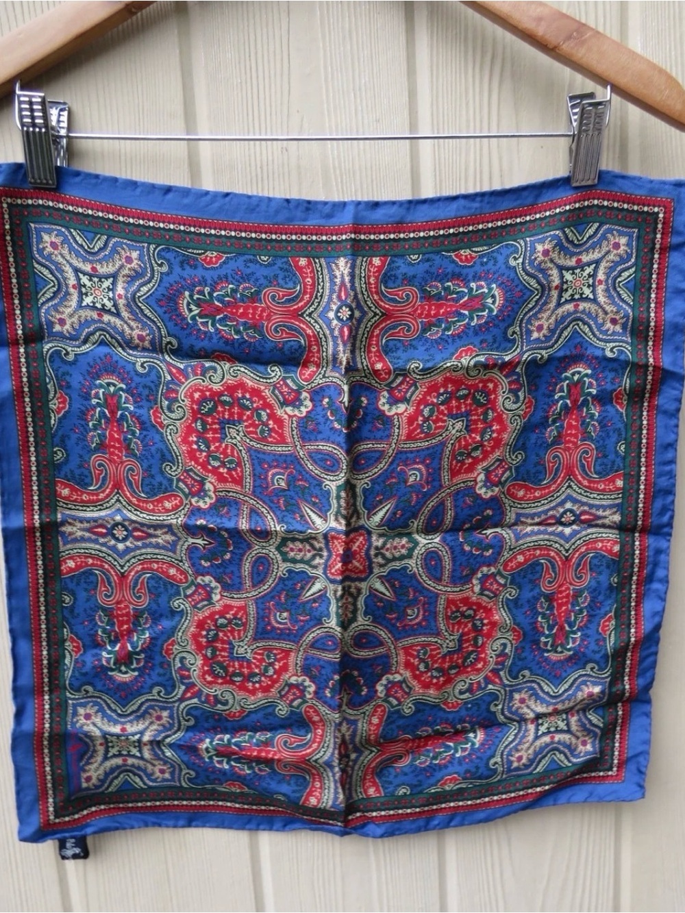 90s Polo Ralph Lauren Silk Square Pocket Scarf Paisley 17โ